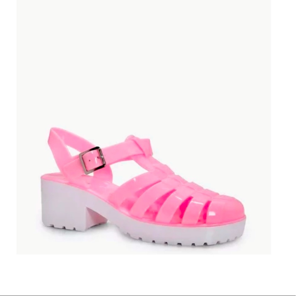 Pink Jelly Plastic Platform Sandal